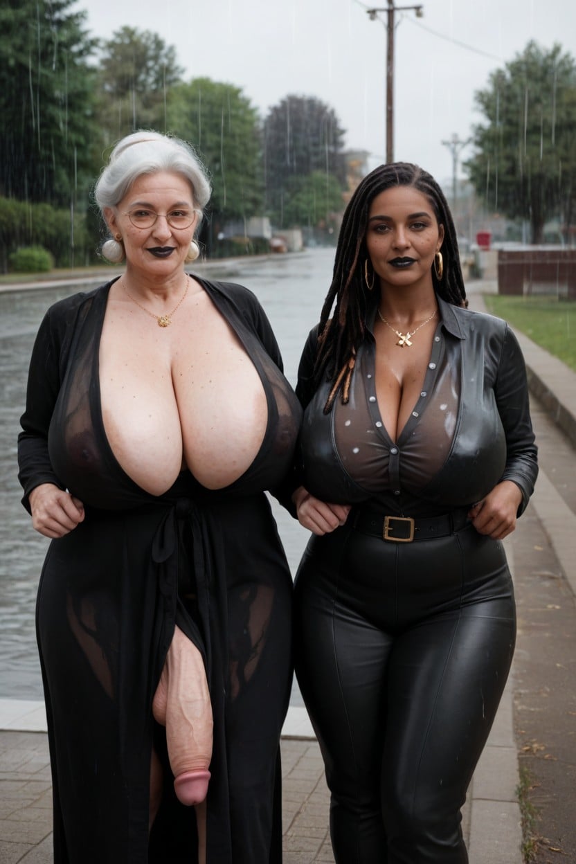 Gigantic Saggy Breasts, Milf Same Size, 60+ Shemale AI Porn