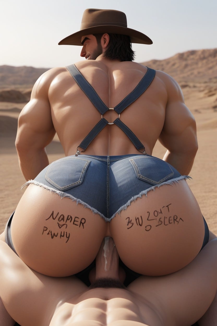 Muscular, Gay, Rear View AI Gay Porn