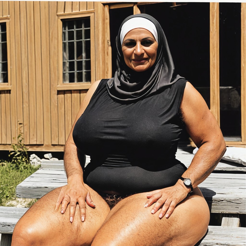 Sitting, Hyper Morrocan Face, Brown Skin AI Porn