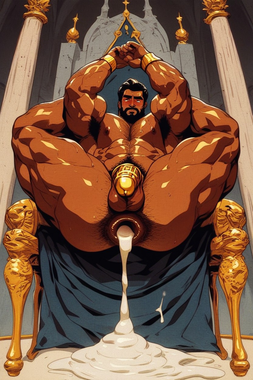 Latino, Golden Crown On Head, Detailed Face AI Gay Porn