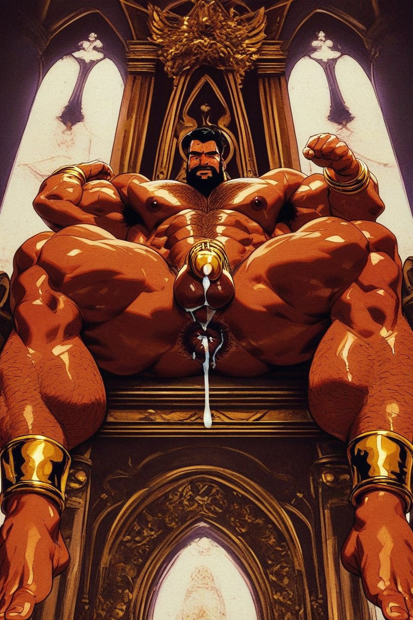 Latino, Gold Harness, Throneroom AI Gay Porn
