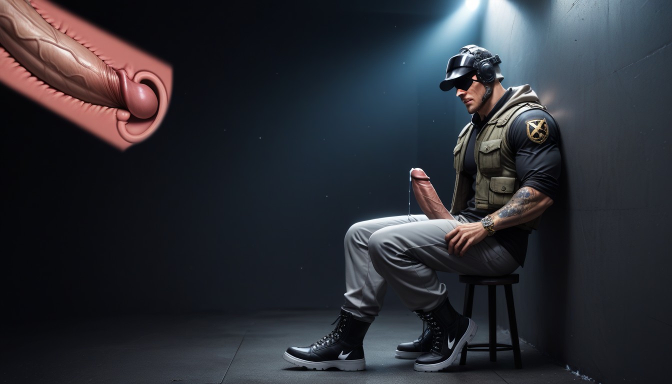 Military Boots, Wearing Military Gear, Wide Shoulders AI Gay Porn