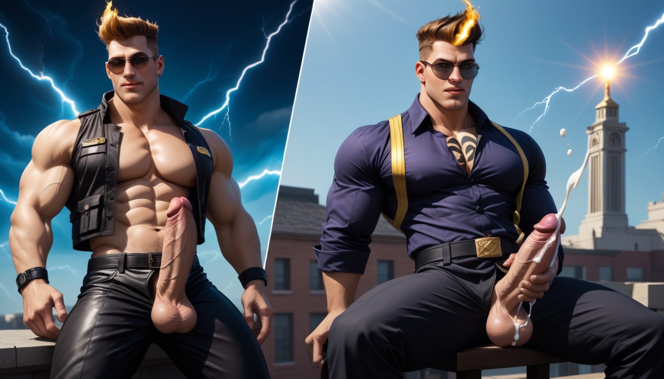Black Background, Johnny Cage From X-men As God Of Thunder, Relaxed AI Gay Porn