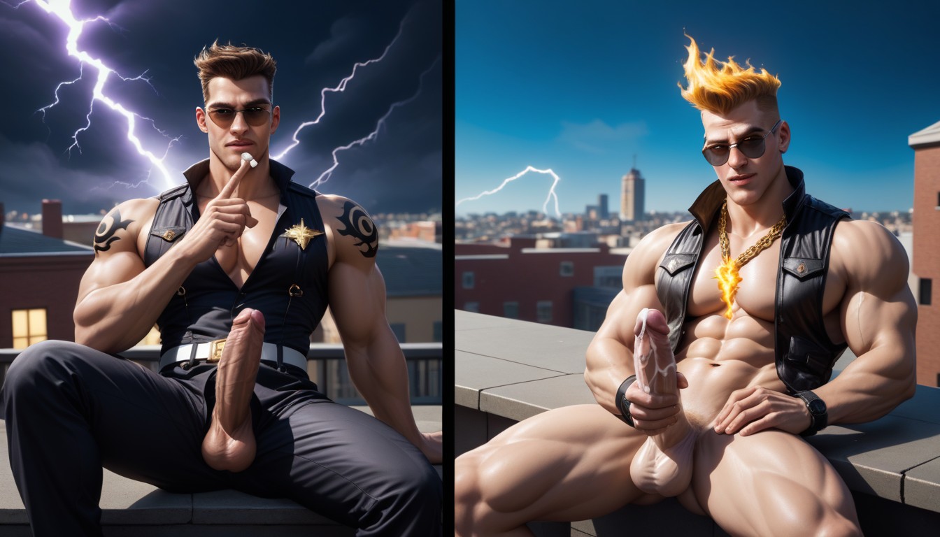 Shirtless, Black Balls, Horny AI Gay Porn