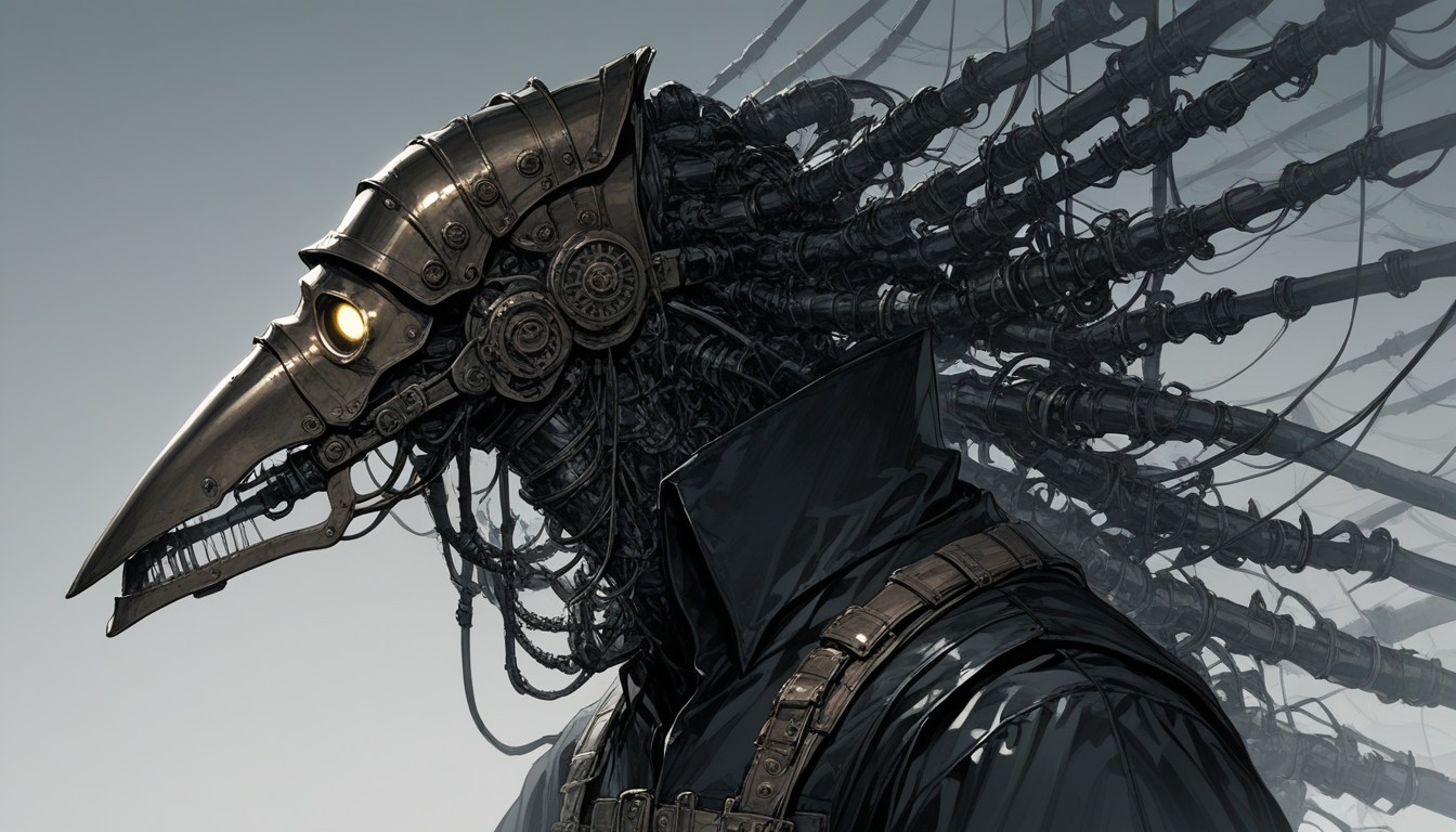 Plague Doctor Mask With Copper Filigree, Muscular, Male Hentai AI Porn
