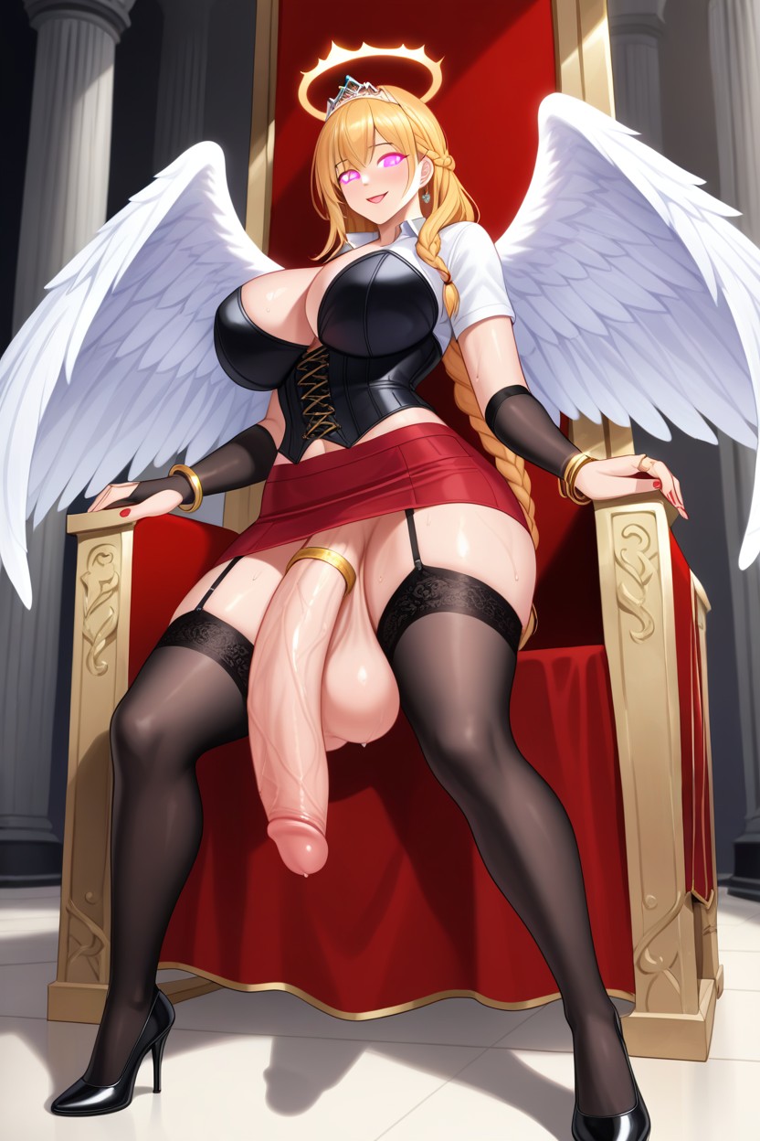 Black Corset, Cul Arrondi, Angel Wings Porno IA transsexuelle