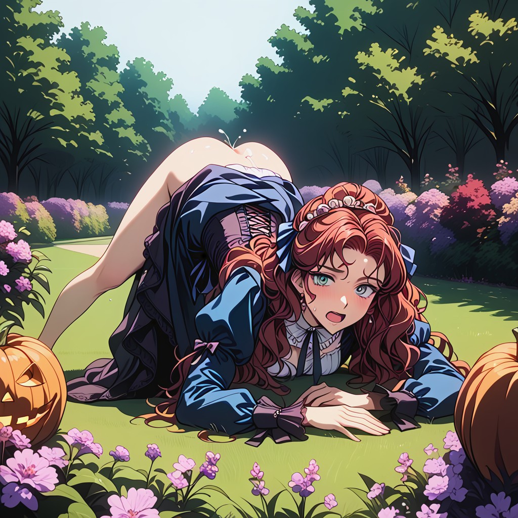Medium Breasts, Cream Colored Victorian Dress, Long Legs Hentai AI Porn