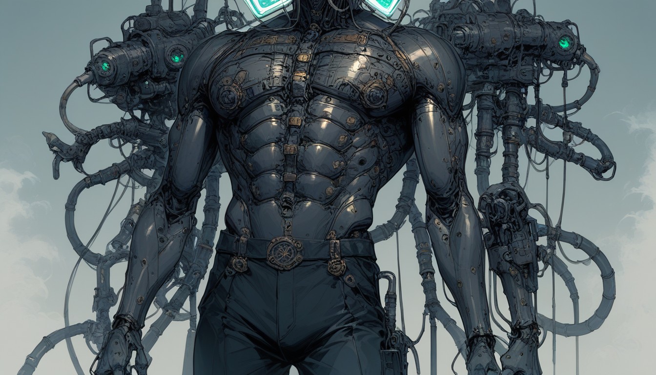 18+, Mechanical Plague Mask With Elongated Beak, Glowing Green Lenses Hentai AI Porn