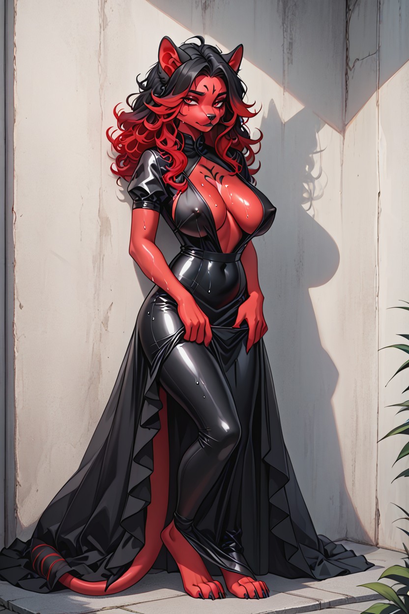 Black Gradient Hair, Black Hair, Red Hair AI兽人黄片