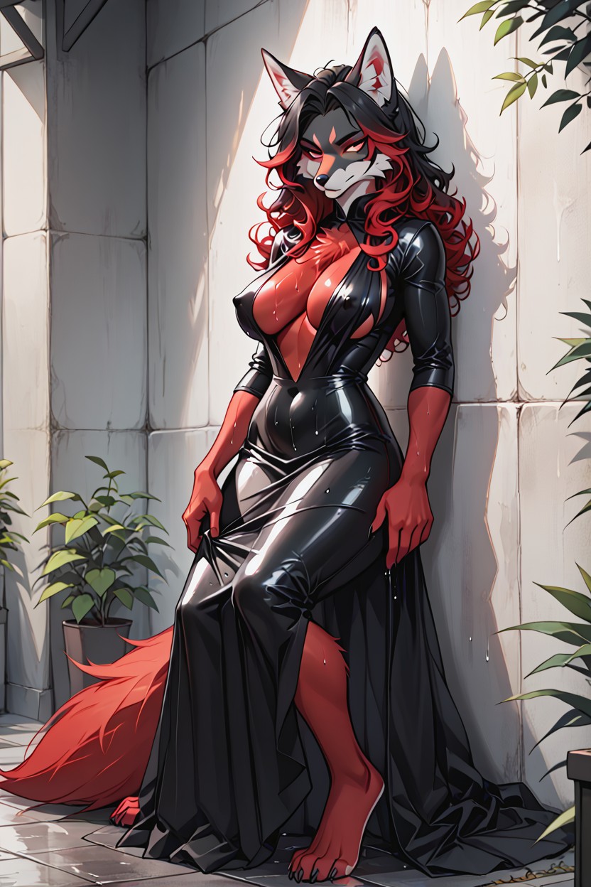 Fox, Excessive Tight Dress, Tight Dress Furry AI Porn