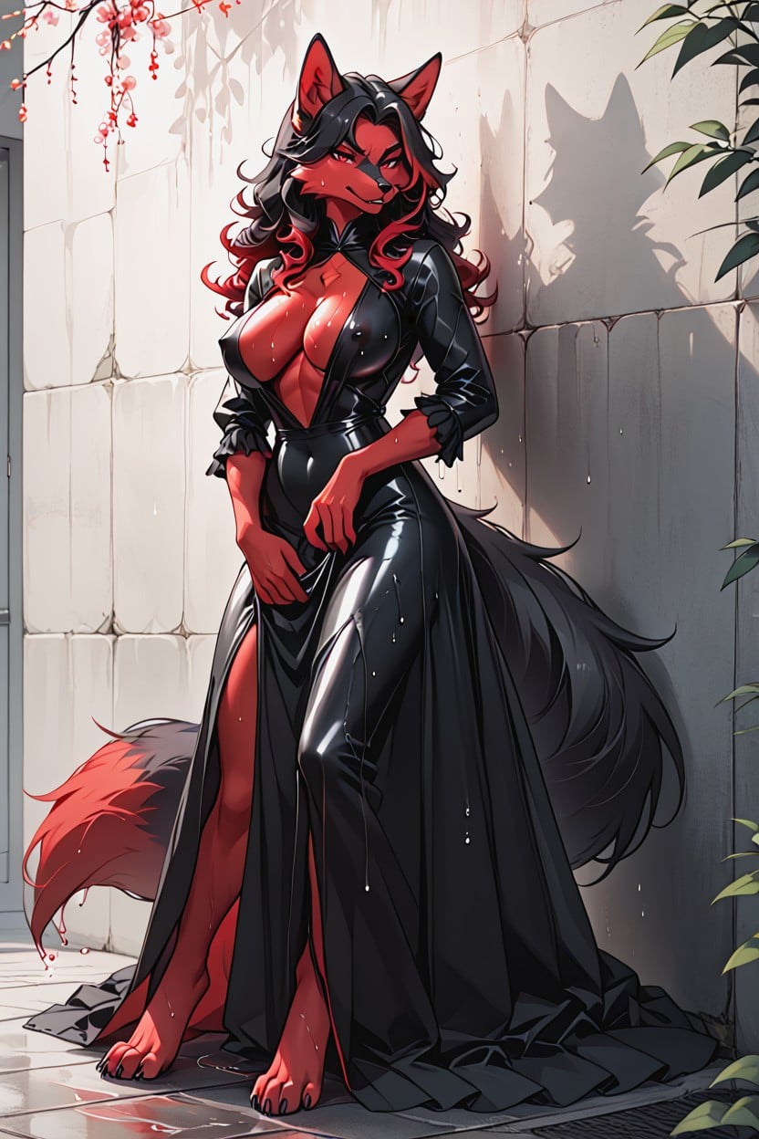 Paws For Feet, Sweaty, Red Chest Skin Furry AI Porn