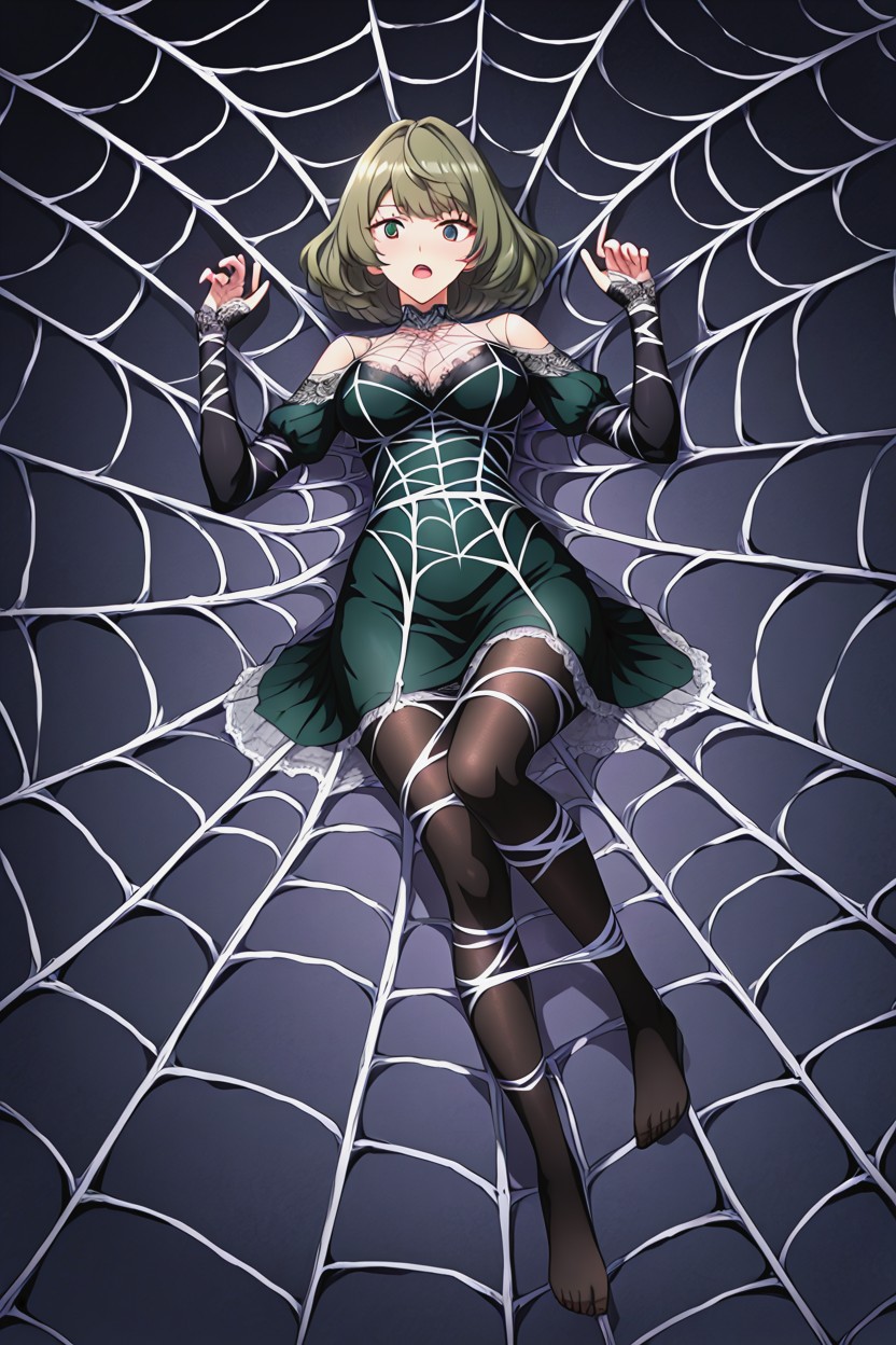Lying On Floor, Thick Webs, Webs Around Legs Hentai AI Porn
