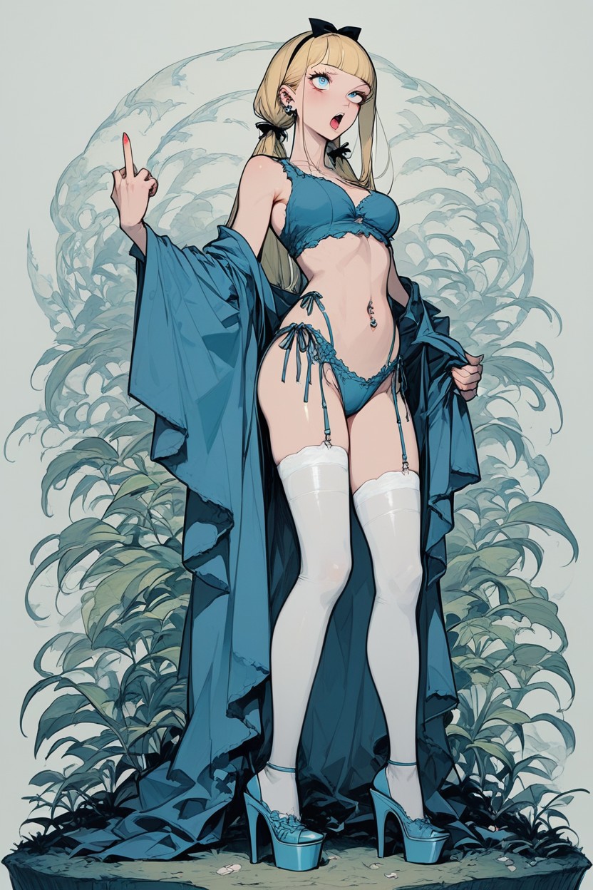 Random Grab, Beautiful, Blue Platform Heels Hentai AI Porn