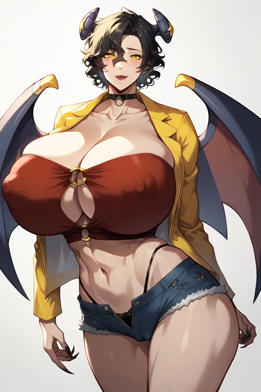 Big Thighs, Shy And Horny Face, Curly Hair Hentai AI Porn