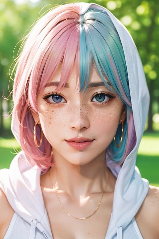 Messy Hair, Japanese, Blue Eyes AI Porn