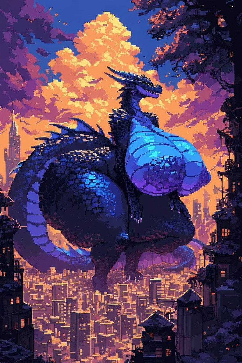 Black Scales, City, 18+ Furry AI Porn