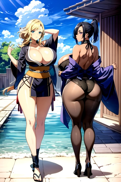 Back View, Body Stockings, Pubic Hair Hentai AI Porn