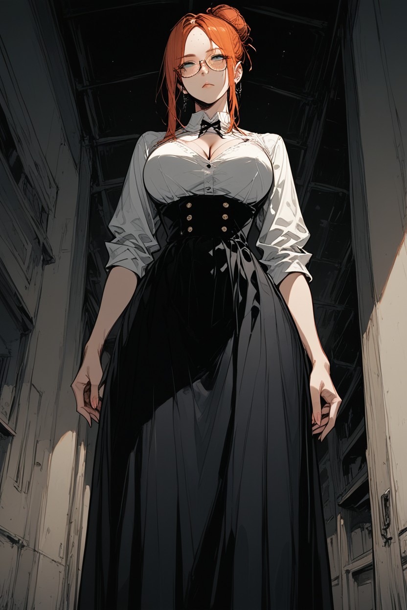 Dark Background, Corridor, Ginger Hentai AI Porn