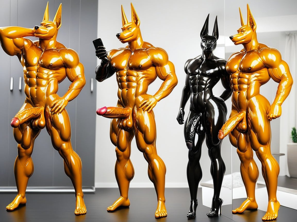 Glistening, Anubis, Veiny Penis Furry AI Porn