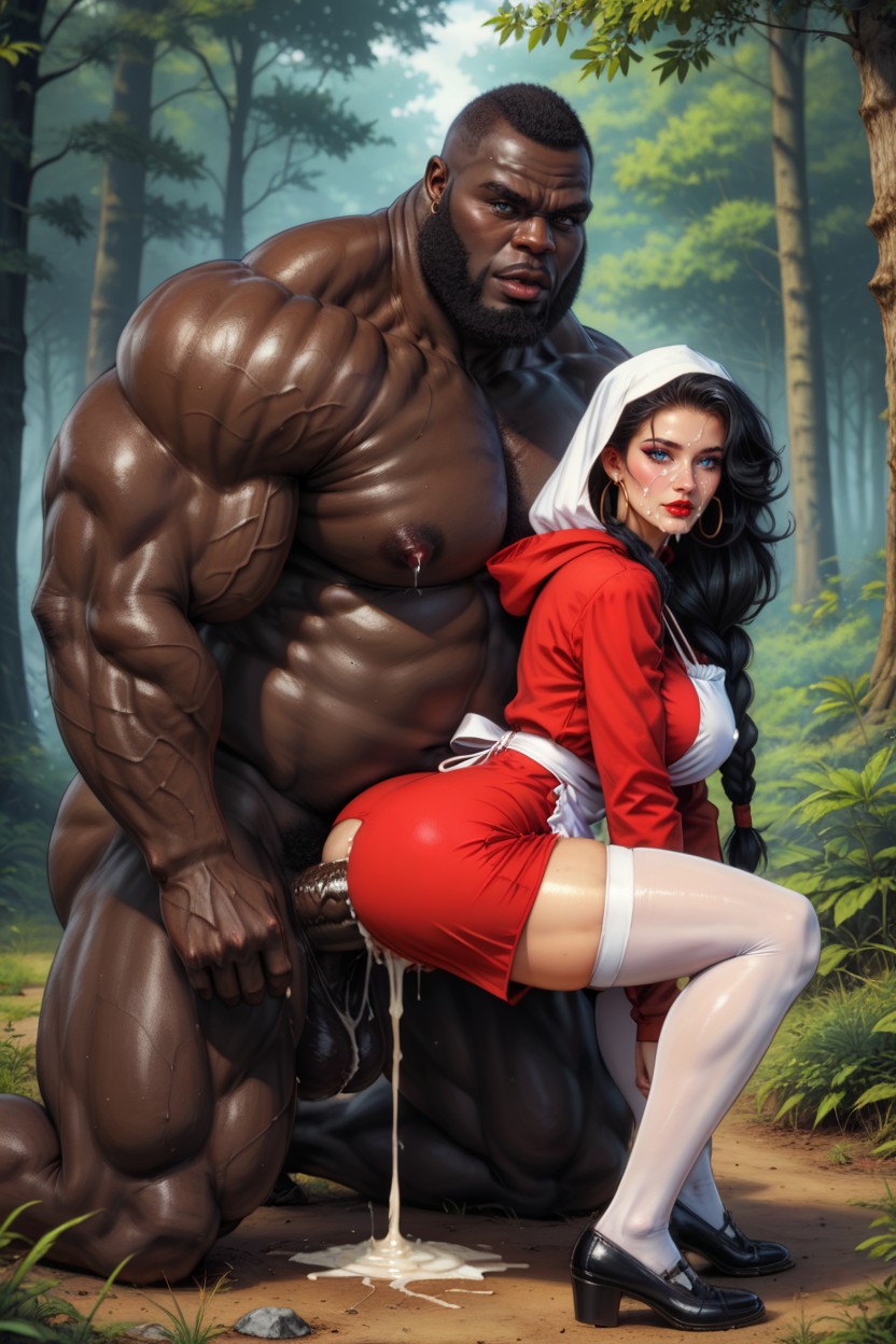 Detailed Face, Hourglass, Interracial Anal Sex AI Porn