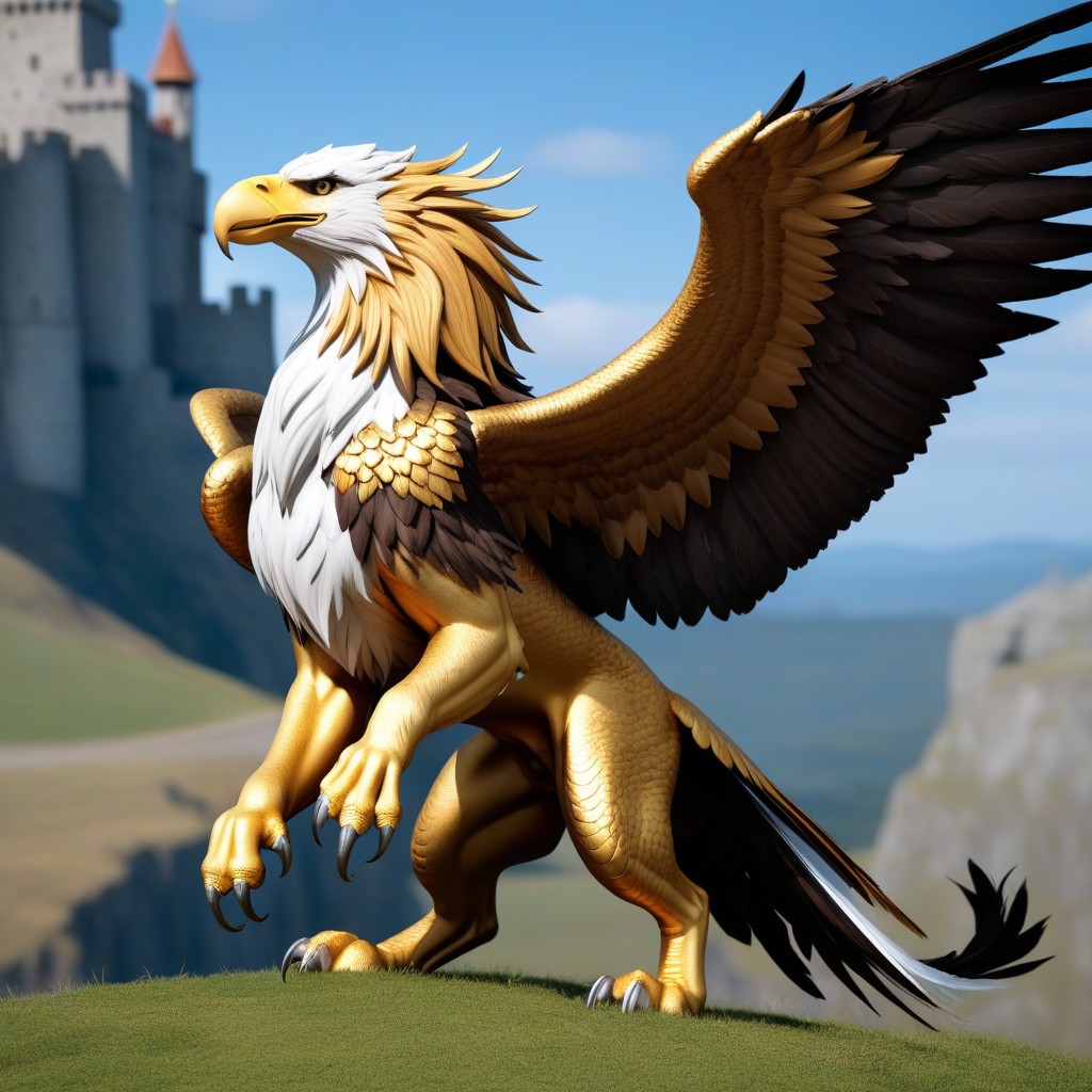 Full Body View, Golden-brown Feathers, Eagle Head AI Porn