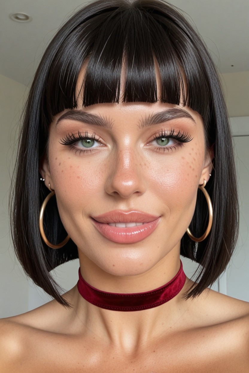 Straight, Blunt Bangs, Puerto Rican Brunette Supermodel AI Porn