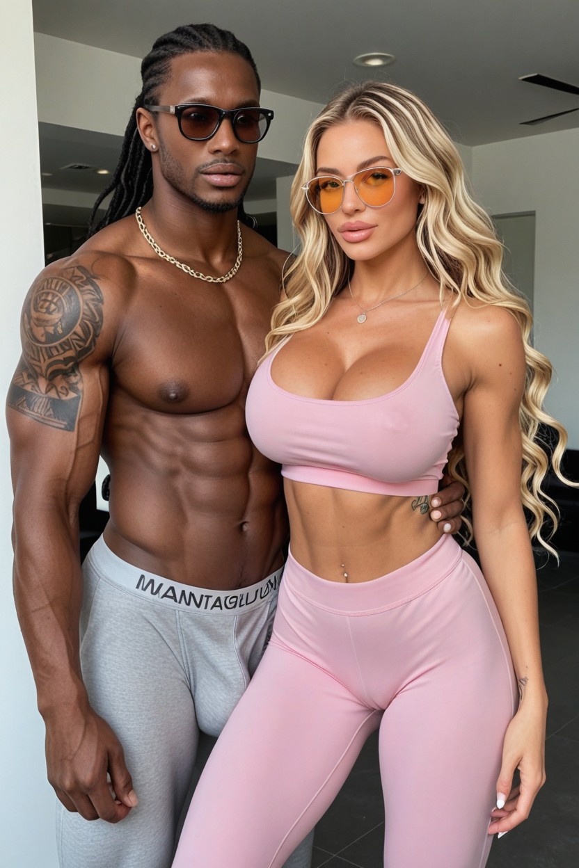 Long Wavy Blond Hair, Black Skin, Massive Balls AI Porn