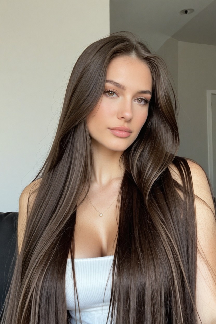 Skinny, Disproportionately Long Hairstyle, Absurdly Long Hair AI Porn