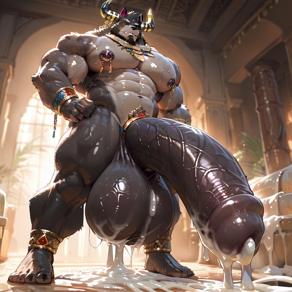 Penis, Massive Cock, Cum Flooding Floor Фурри AI порно
