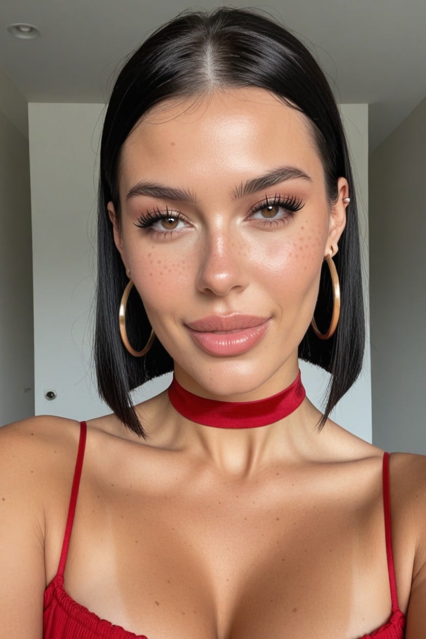 Blacker Than Black, Big Wide Set Eyes, Black Hair AI Porn