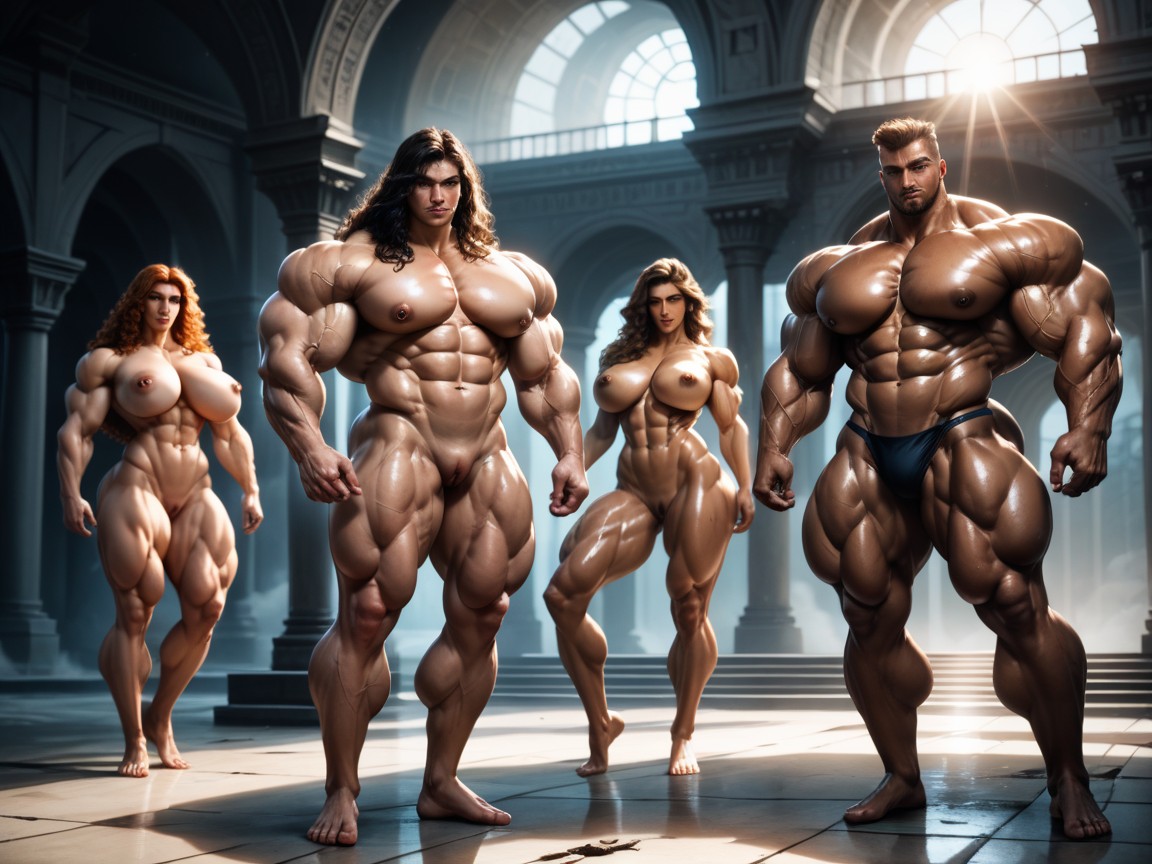 Gigantic Muscles, Waist, Suntanned Skin AI Porn