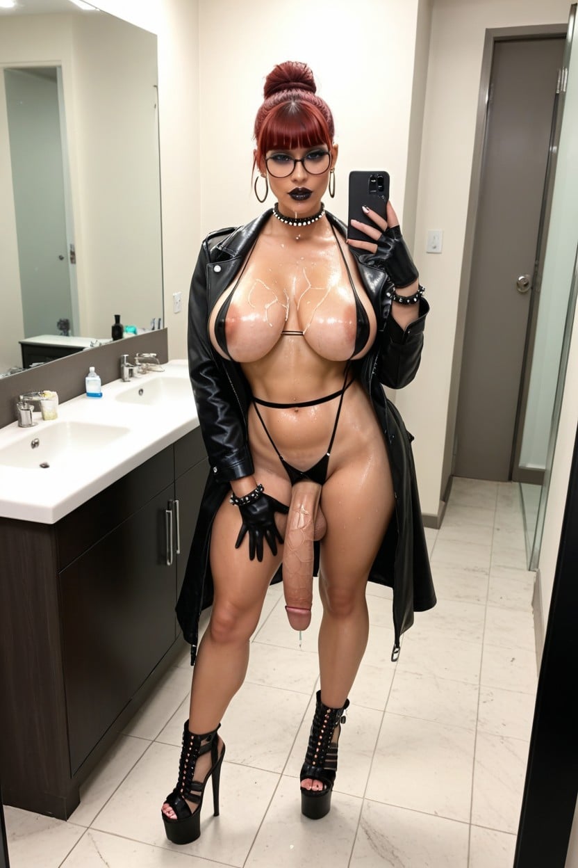 Round Glasses, Model Look, Hip To Waist Ratio Shemale AI Porn