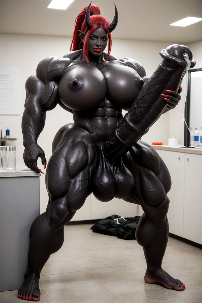 Venom Futanari, Long Ponytail, Gigantic Biceps 人妖AI黃片