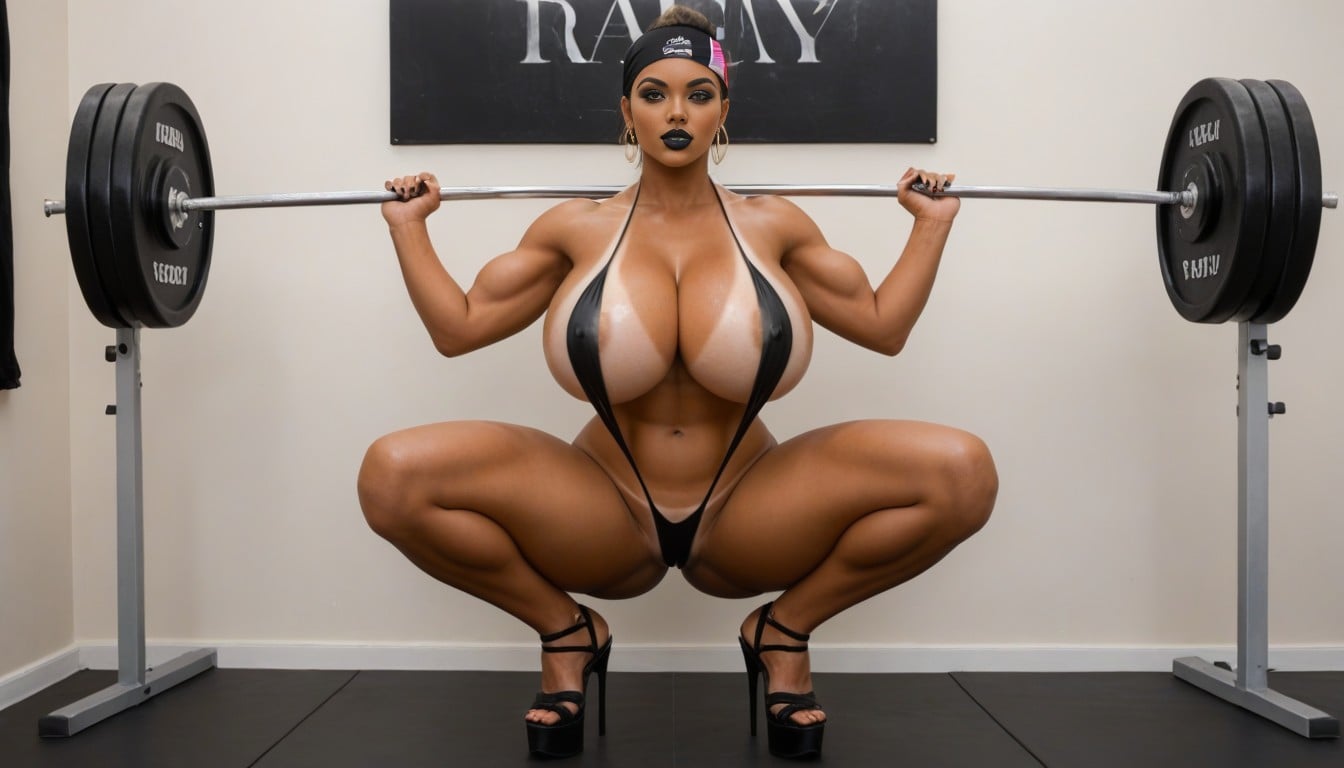 Slingshot Bikini, Thick Muscular Legs, Thick Thighs AI Porn