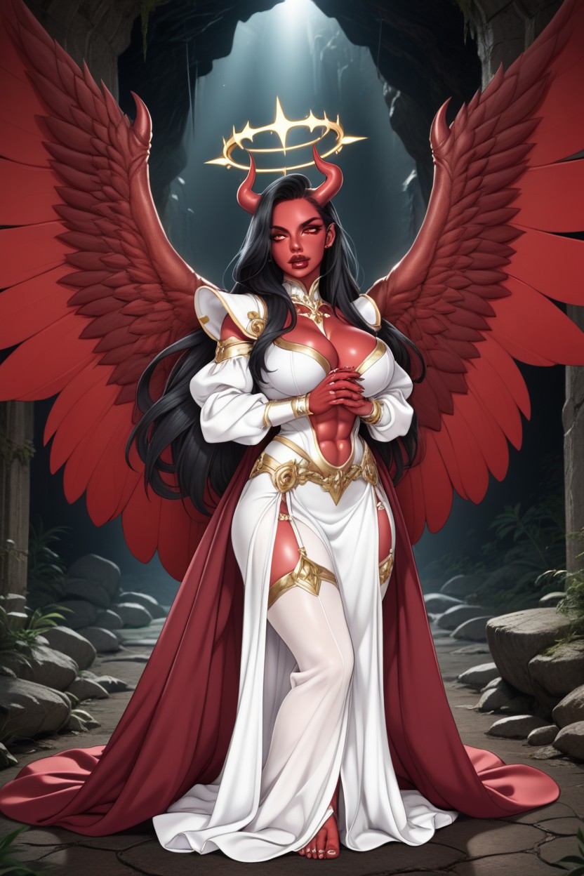Angel Wings For Angel, Devil, Full Lips AI Porn