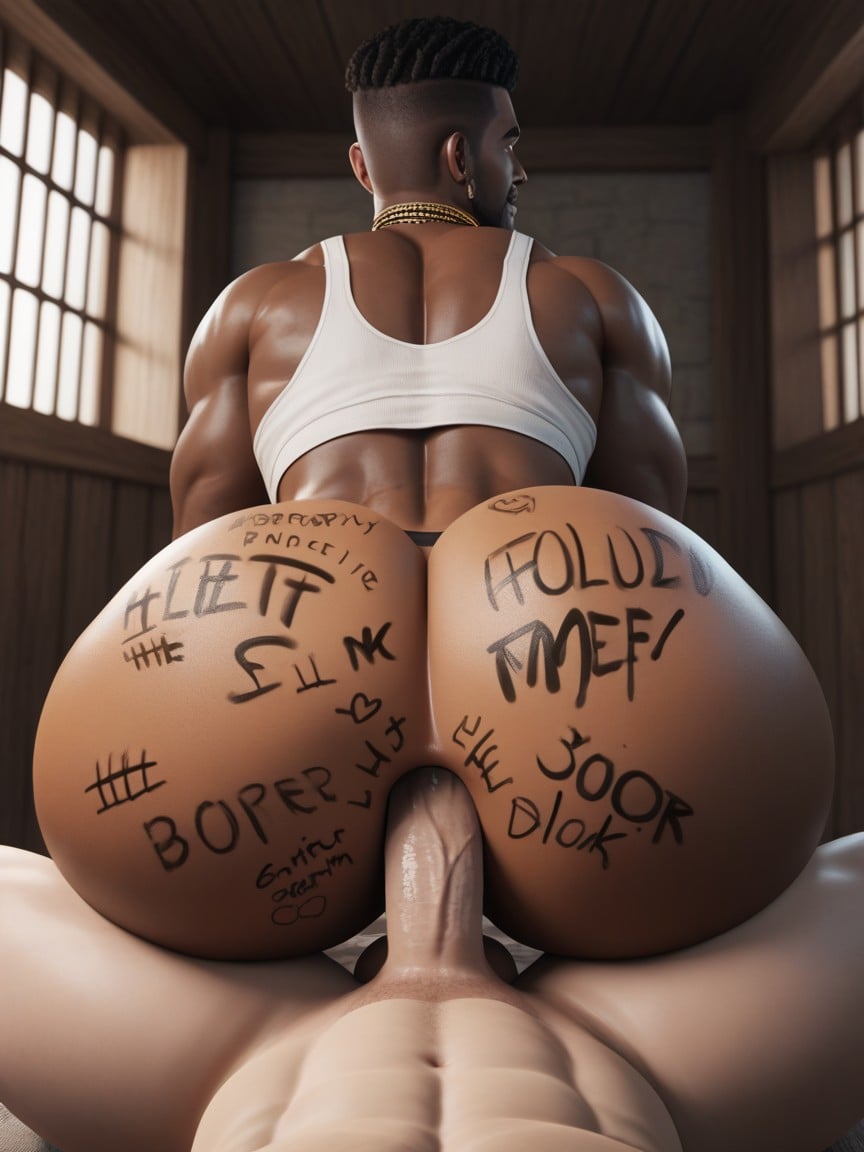 Dark Brown Skin, Bottom Is Powerful, Hole Is Like An African Sex Paradise Inside AI Gay Porn
