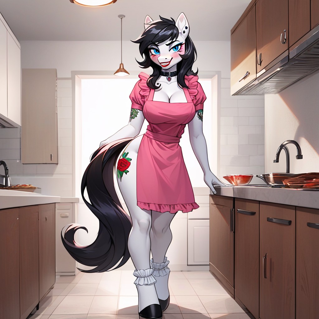 Lip Piercing, Bangs Fringe, Female Pony Furry AI Porn