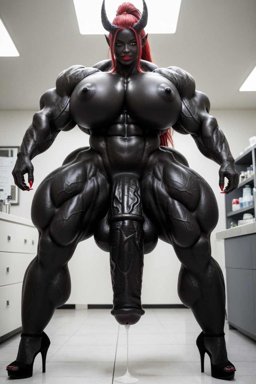 Gigantic Muscle Trapez, Perfect Tits, Full Body Shemale AI Porn