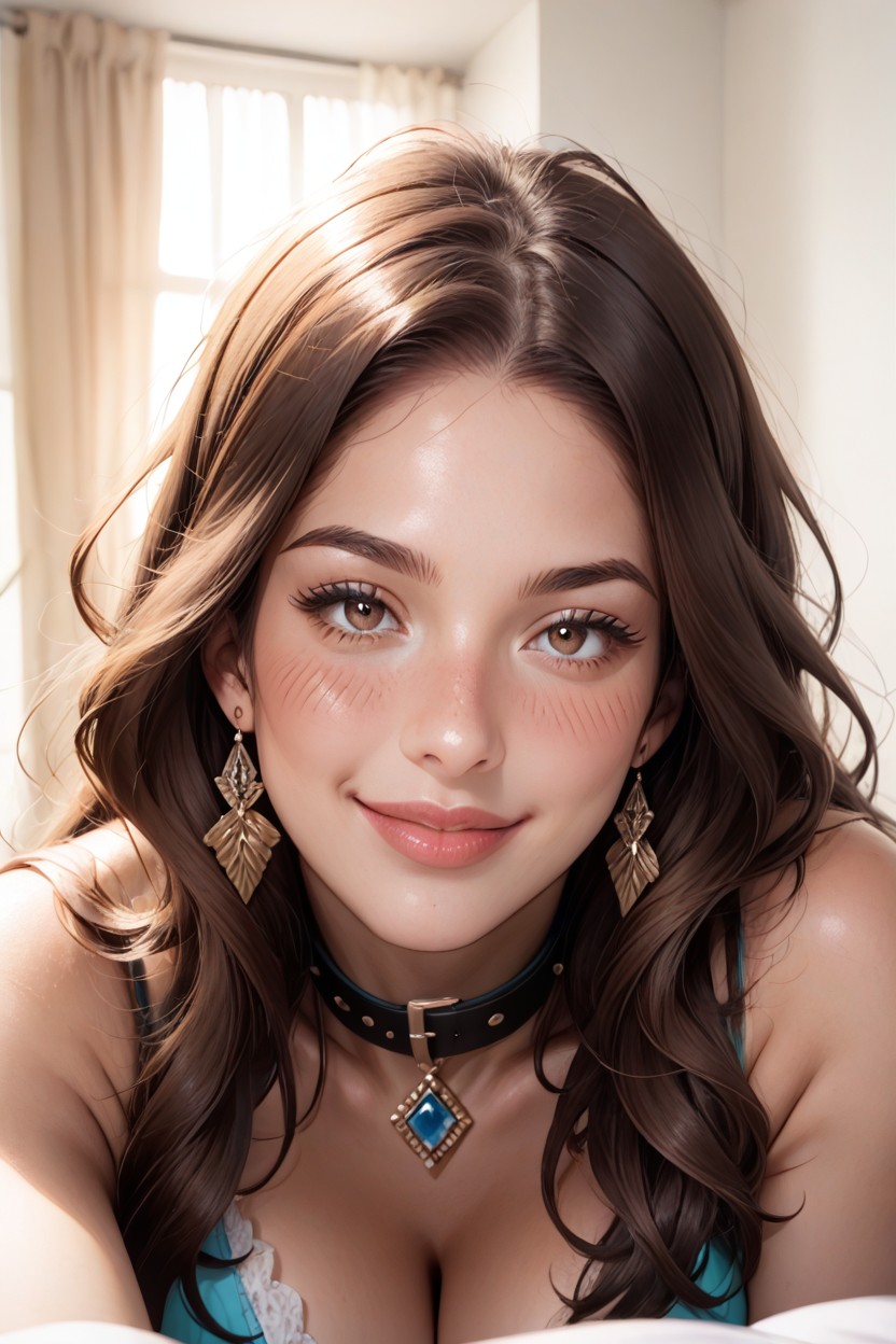 Seductive Eye Contact, Full Lips, Happy AI Porn
