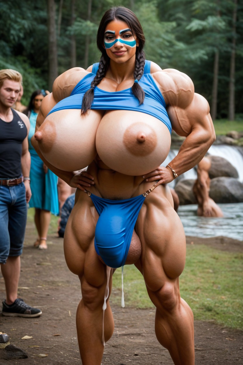 Gigantic Serratus Anterior, Gigantic Trapezius, Tenue Tribale Porno IA transsexuelle