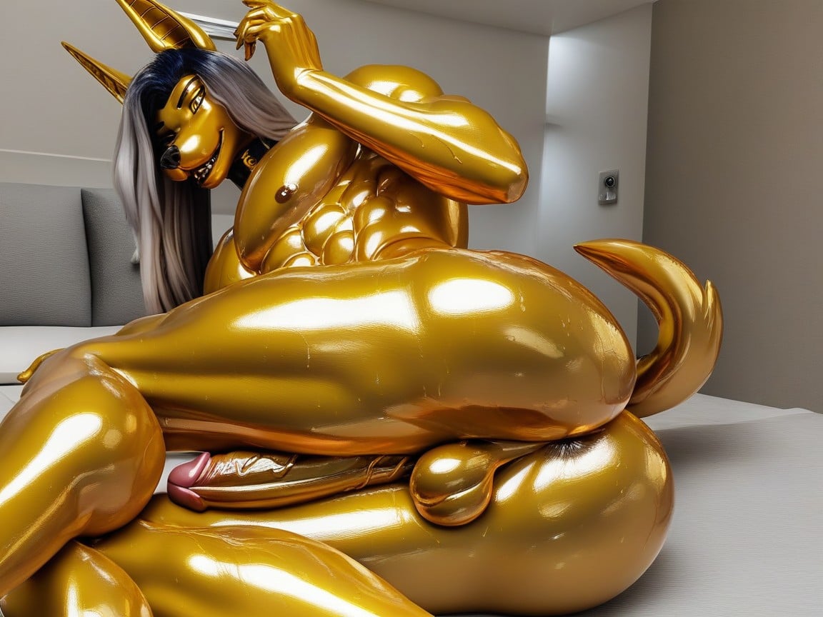 Oiled Skin, Oiled, Showing Butthole Furry AI Porn