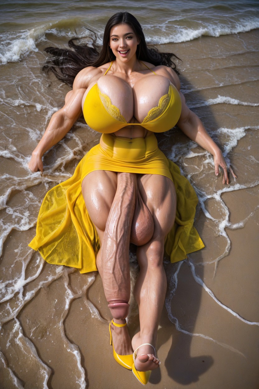 Beautiful Asian Face, Balls Bra, Huge Muscles Porno IA transsexuelle