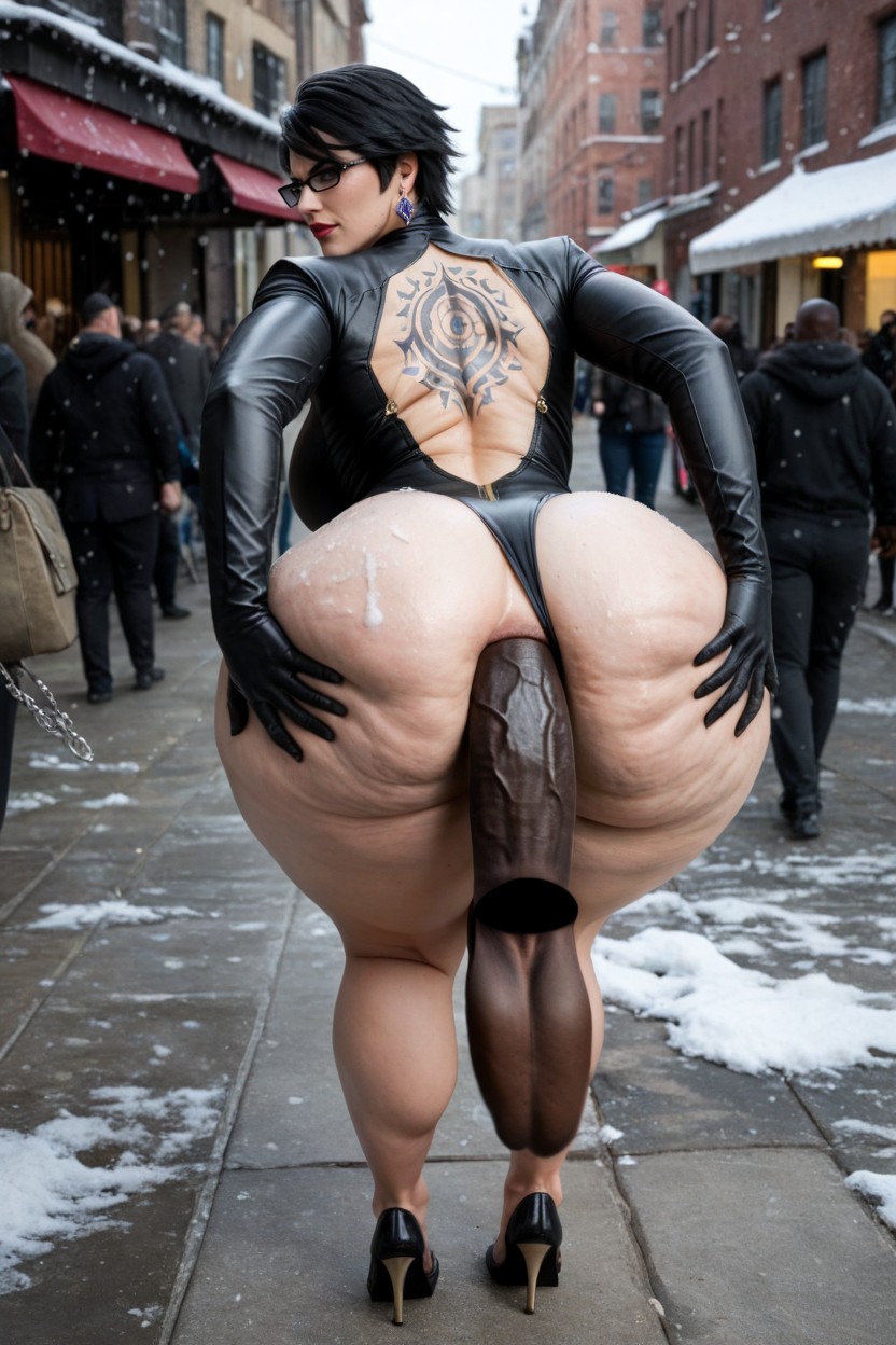 Gigantic Ass, She Has Black Hair Styled In A Beehive Hairdo, Mega Ass AI Porn