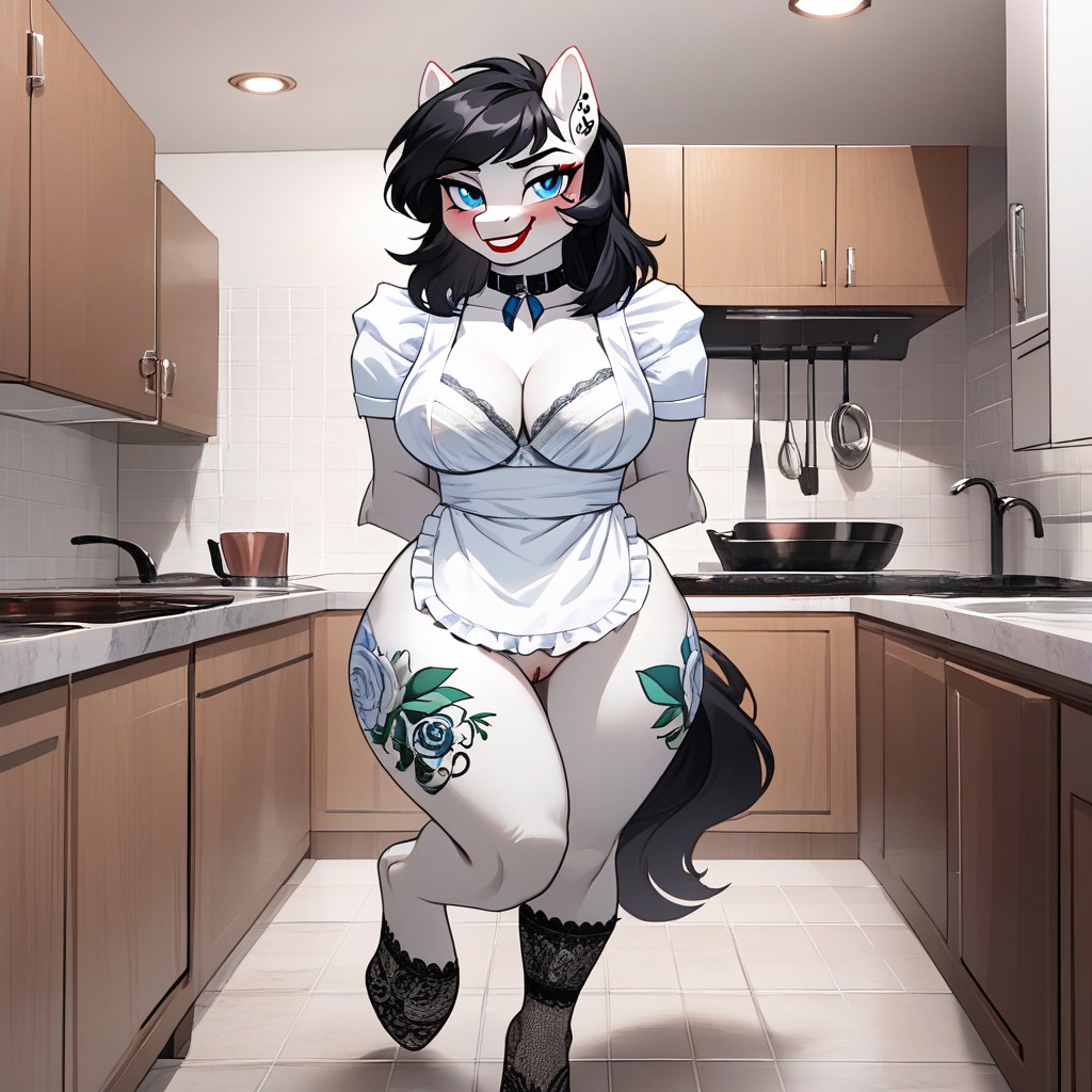 Bangs, Waist Apron, Heavy Tattoos Furry AI Porn