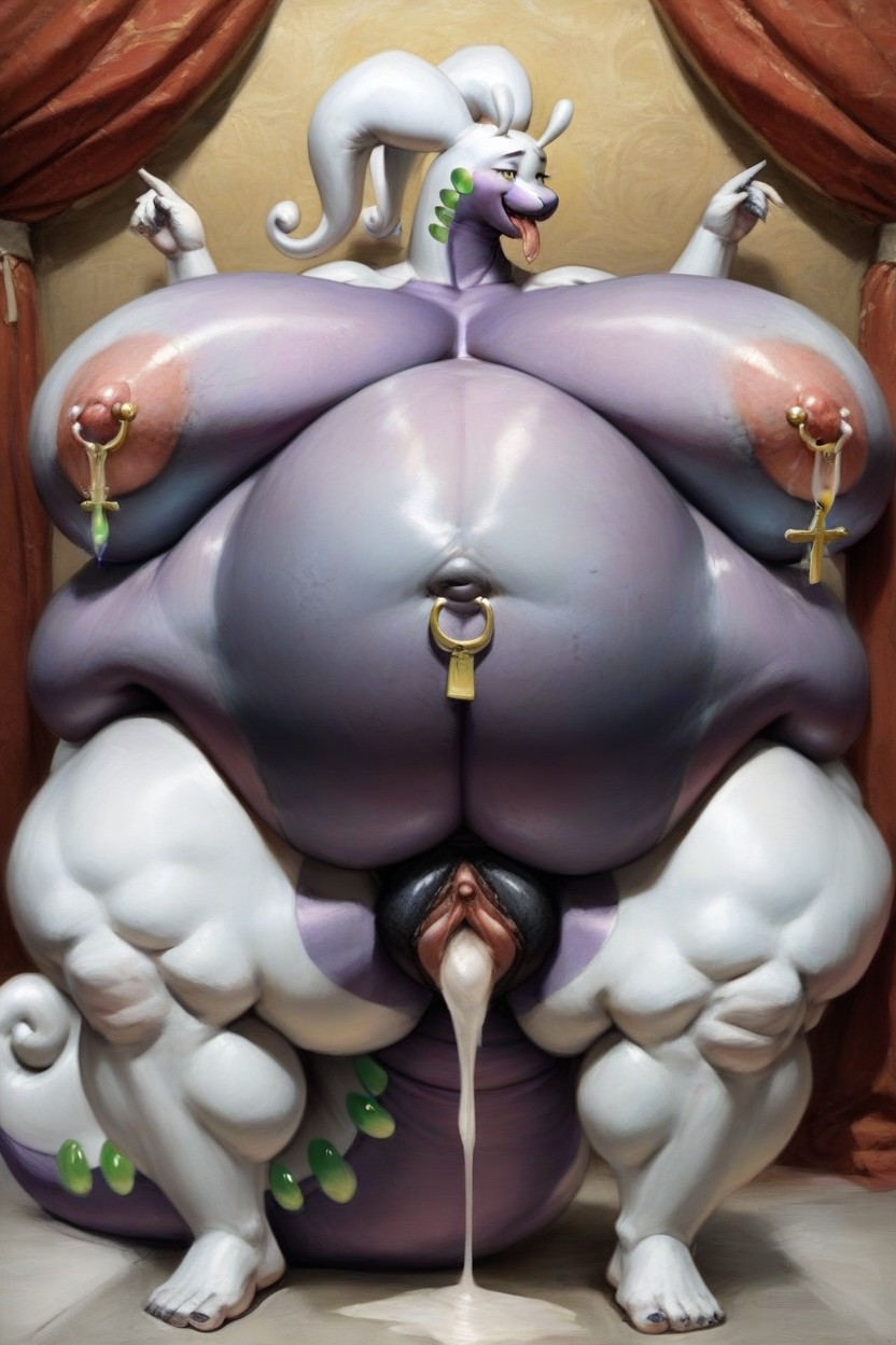 Extremely Large Breasts, Fattest Belly Possible, Hyper Fat Fetish Furry IA