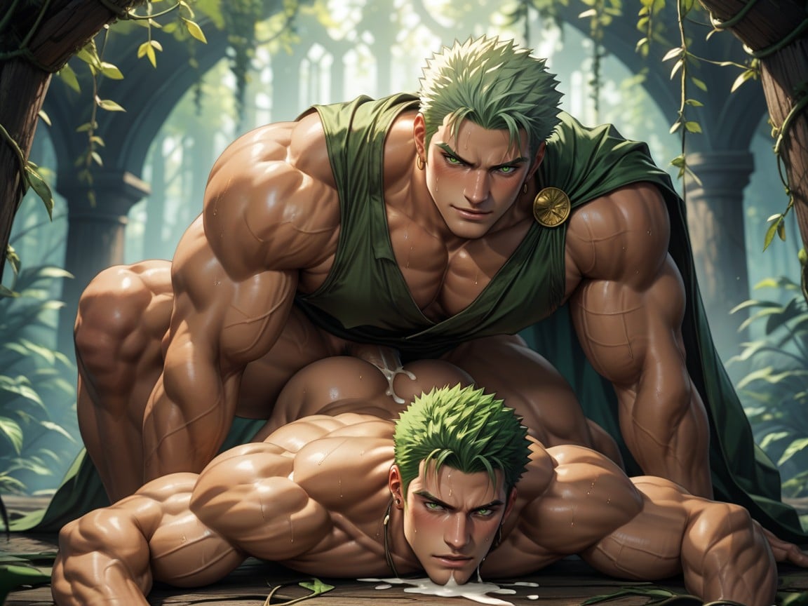 Green Hair, Leaking Precum And Some Cumshots, Impossibly Long Hyper Penis AI Gay Porn