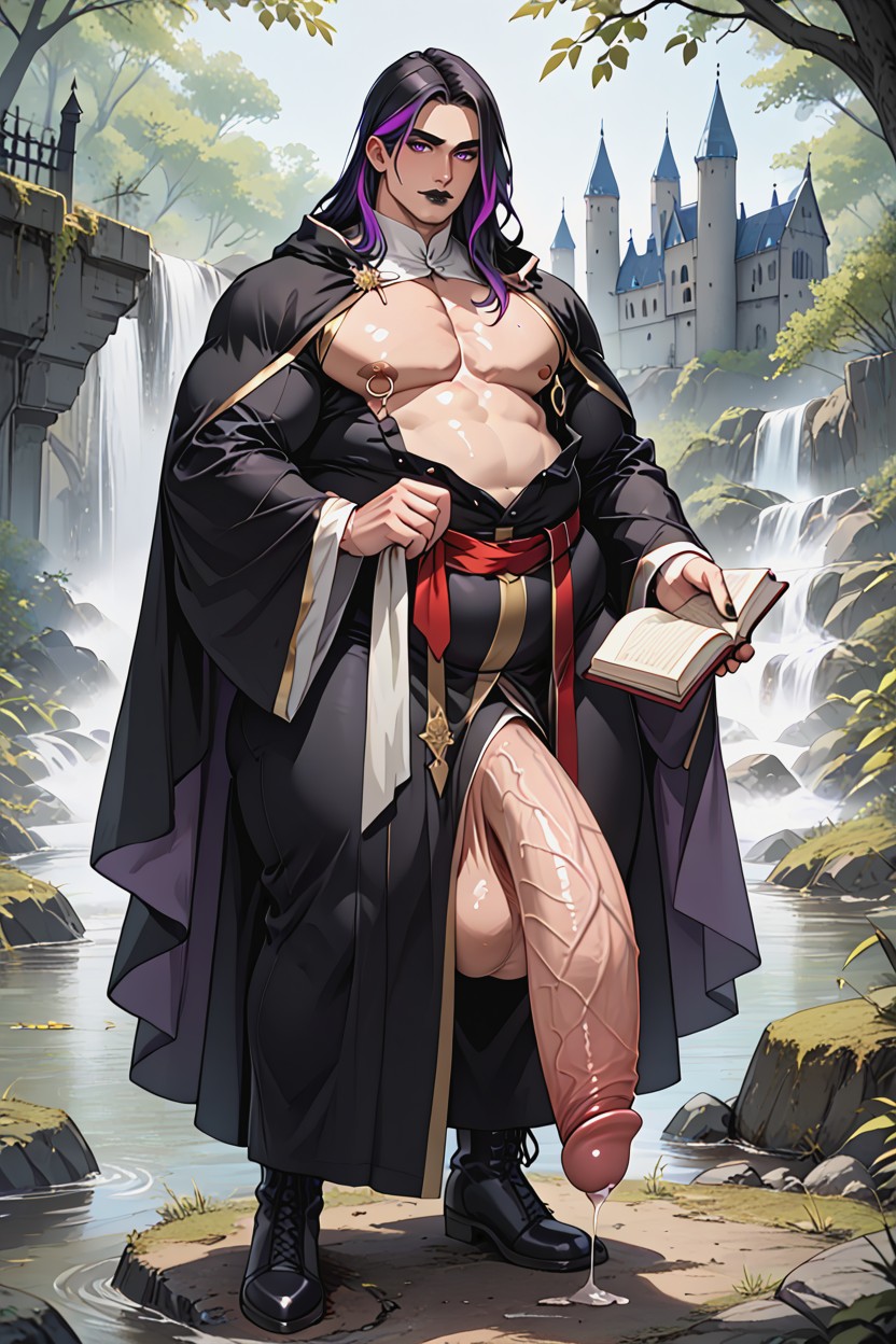 Dark Lipstick, Cape, Shaved Face AI Gay Porn