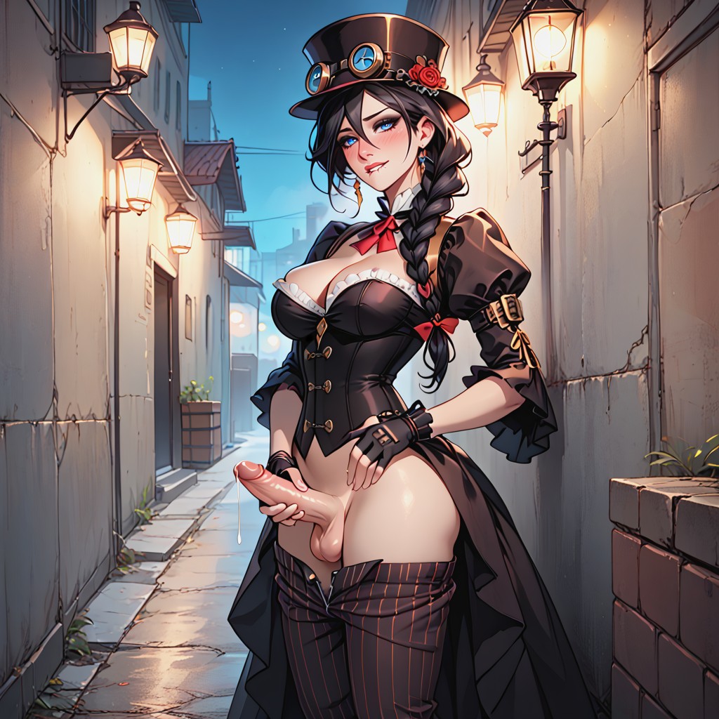 Steampunk Fashion Statement, Futa Woman, Full Lips Hentai AI Porn