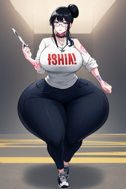 Extremely Large Ass, Necklace, Hair Bun Hentai AI Porn