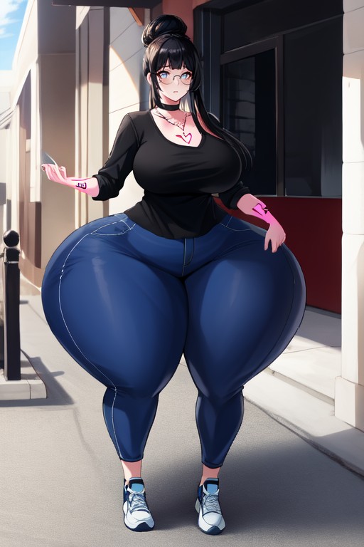 Hyper Wide Hips, Sicilian American, Long Sleeve Shirt Hentai AI Porn